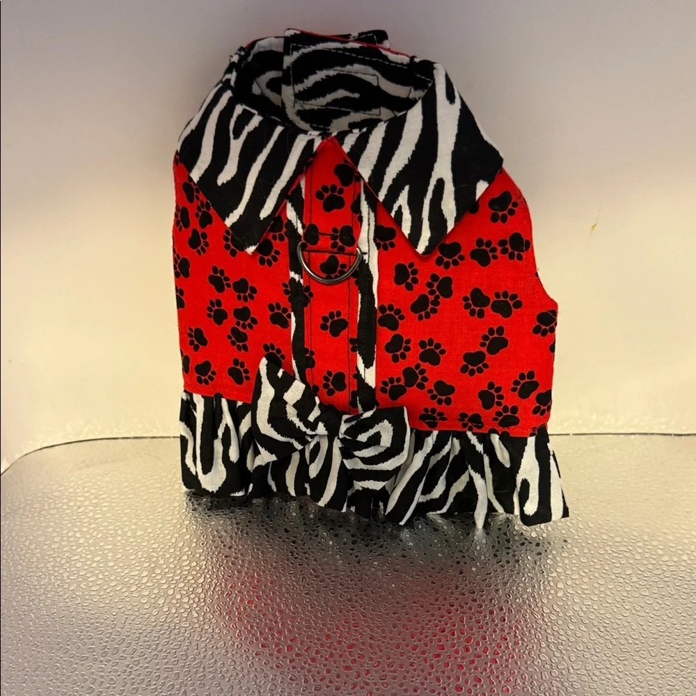Red and Black Pet Dress with Zebra Print​